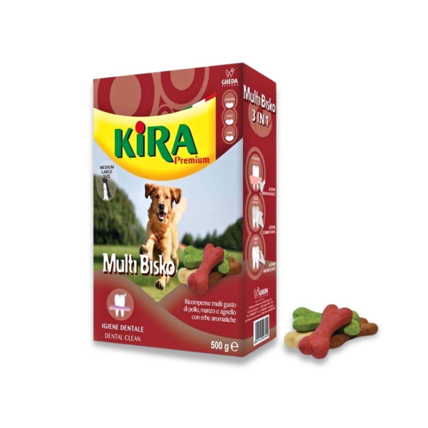 KIRA מבצע חטיפי קירה ביסקוויט לכלבים דנטל 3 חבילות 500 גרם - PetCart