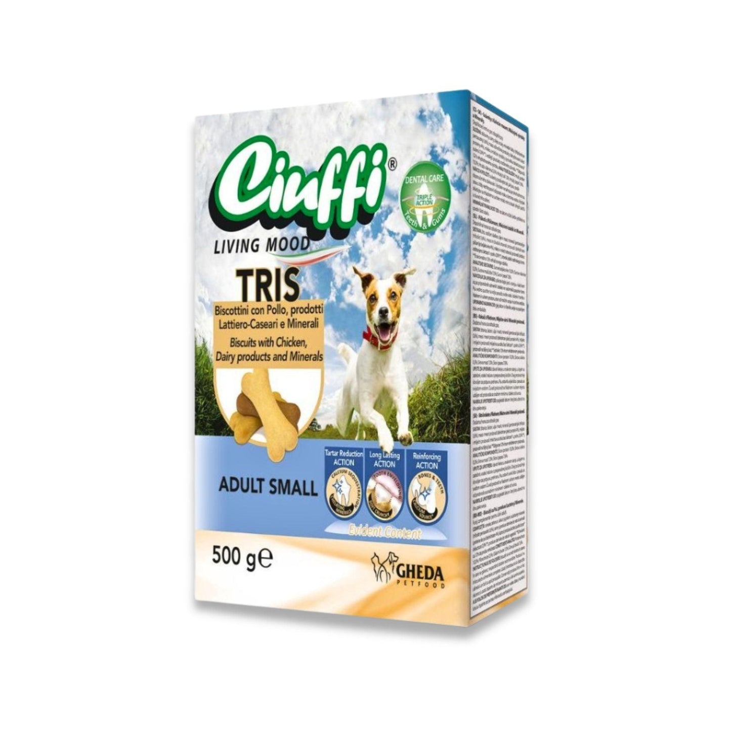Ciuffi - חטיף ביסקוויט דנטלי לכלבים 500 גרם צ'יופי טריס