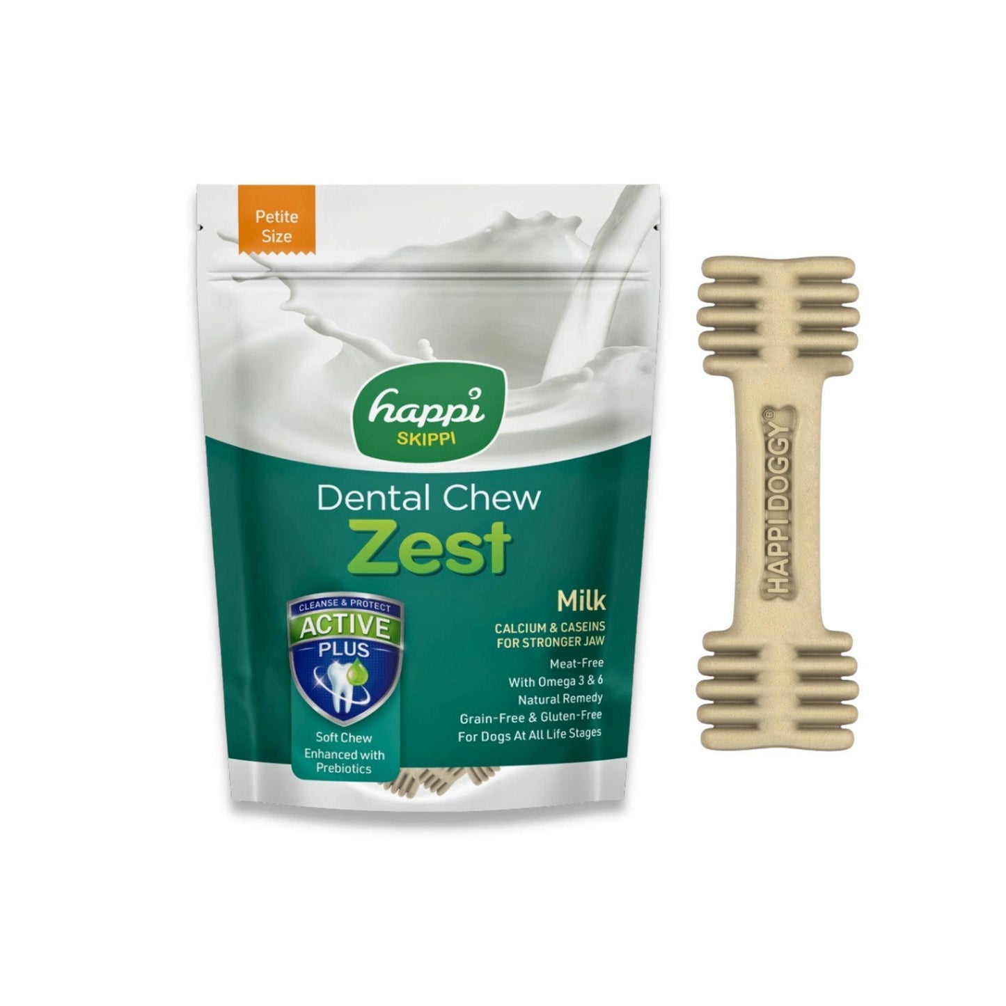 Happi Doggy - חטיף דנטלי הפי דוגי חלב לכלבים גדולים 6 יח' 150 גרם