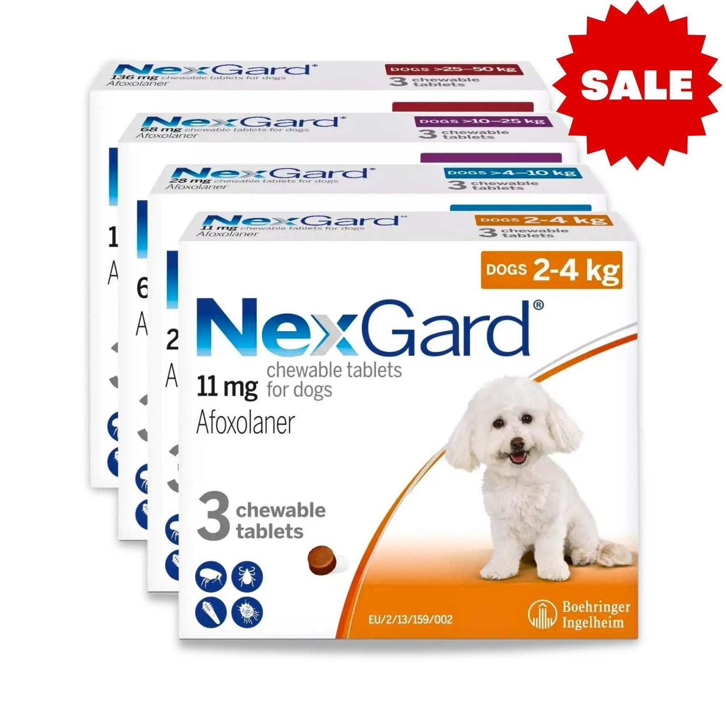 NexGard נקסגארד לכלב טבליות לעיסה נגד פרעושים וקרציות