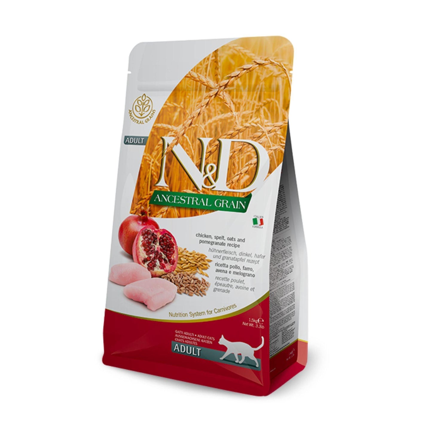 N&D נטורל אנד דלישס אוכל לחתולים עוף ורימון מופחת דגנים 5 ק”ג