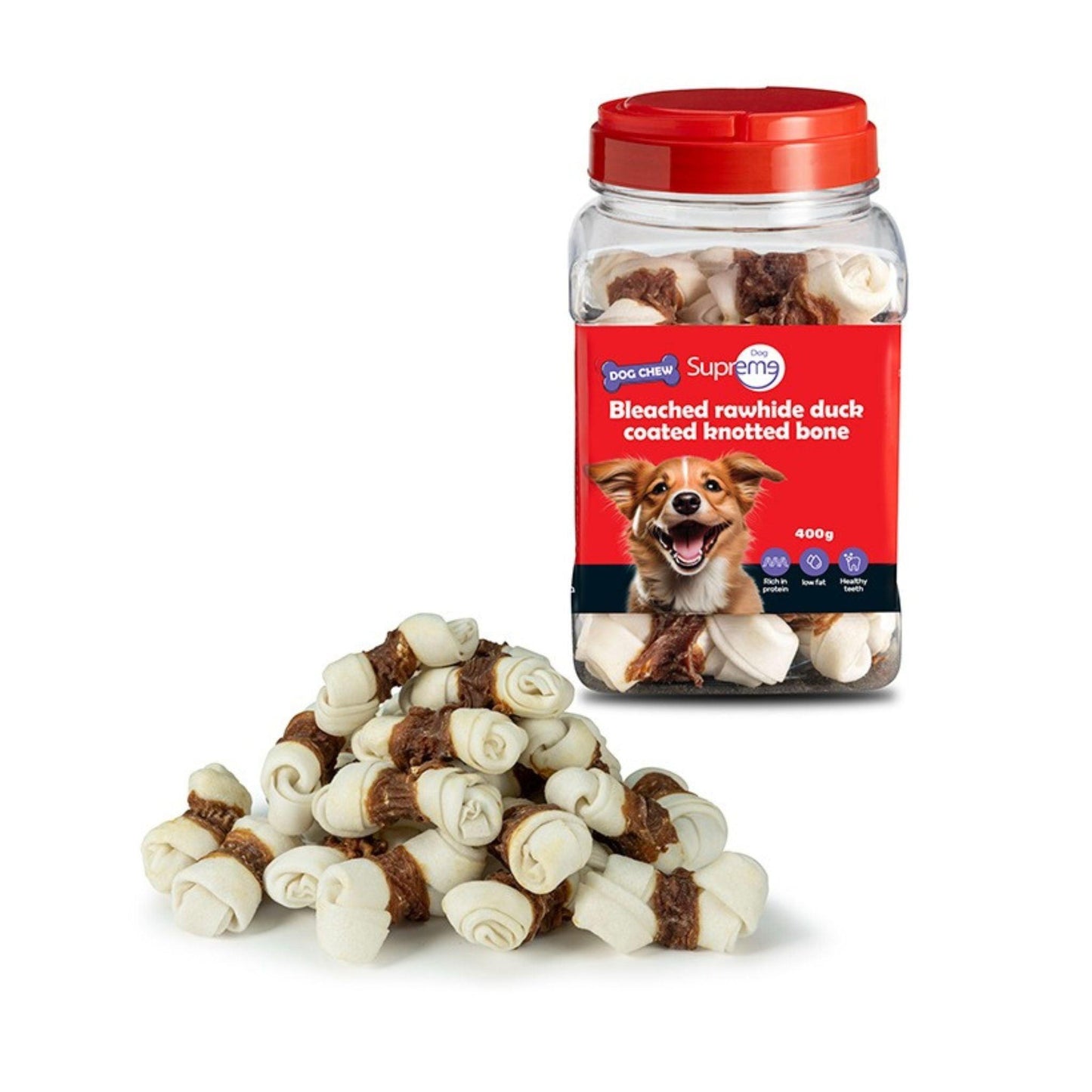 Supreme Dog - סופרים דוג חטיף לכלבים קשר מצופה ברווז 400 גרם