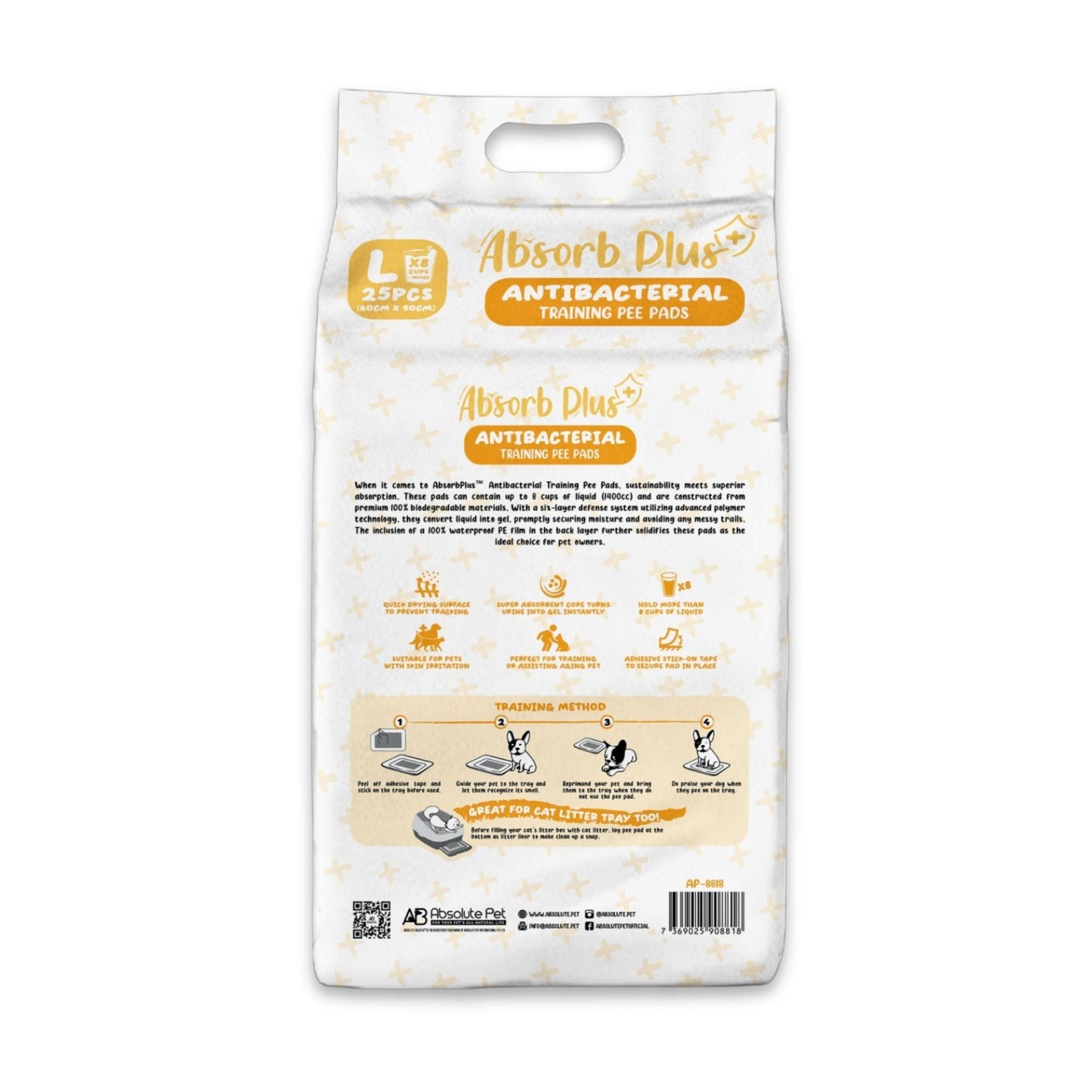 AbsorbPlus - אבסורב פדים לאילוף גורים 25 יח’ גדולות 60 על 90 ס”מ