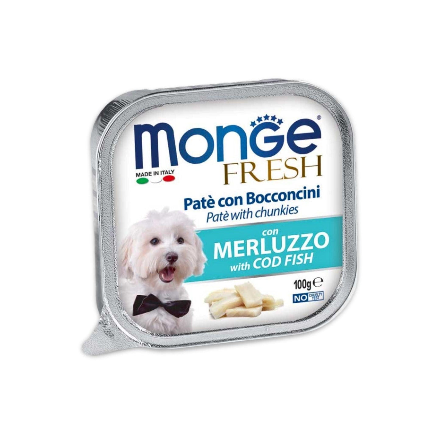 MONGE - מעדן לכלבים מונג' פרש פטה דג בקלה 100 גרם