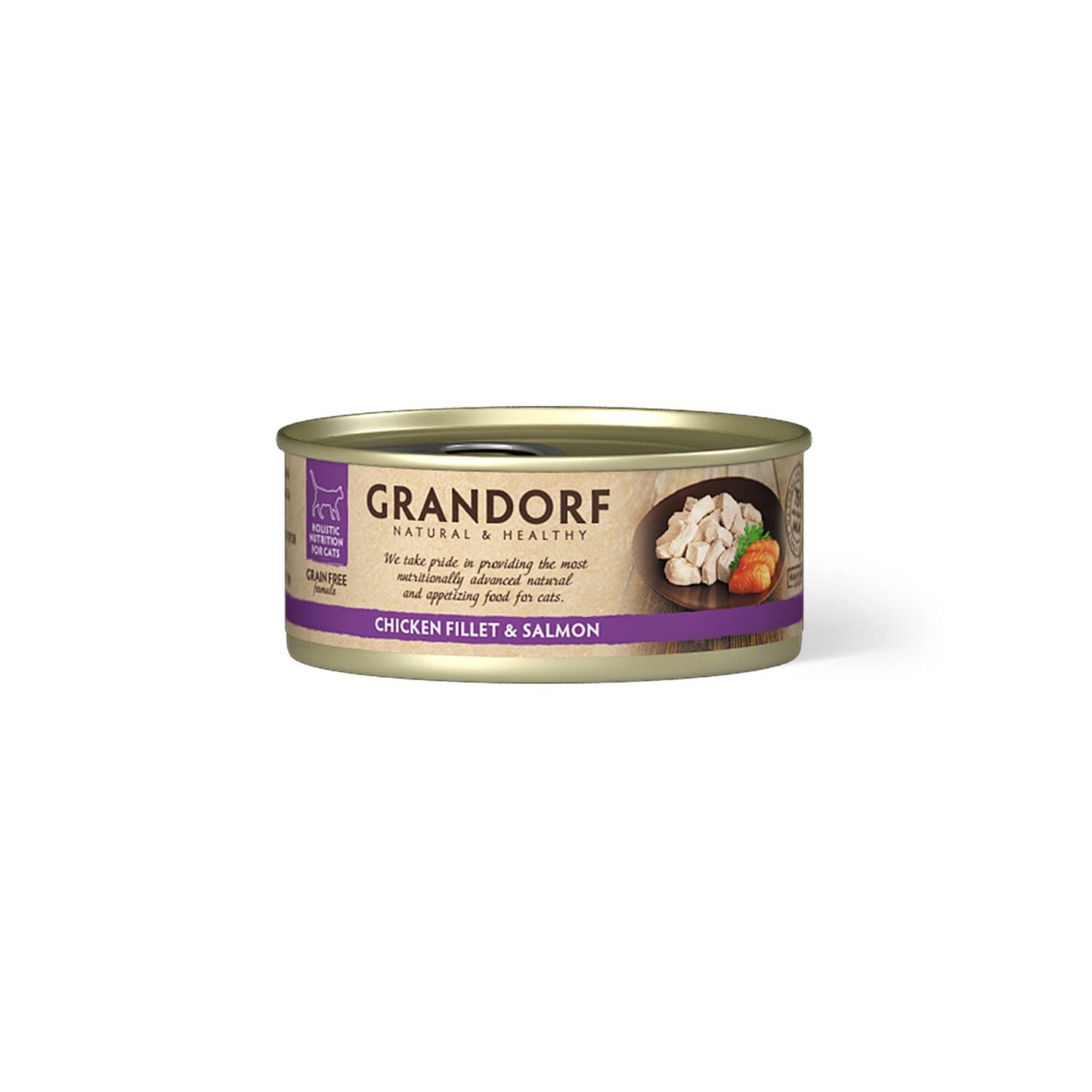 GRANDORF Лакомство для взрослых кошек с куриной грудкой и лососем