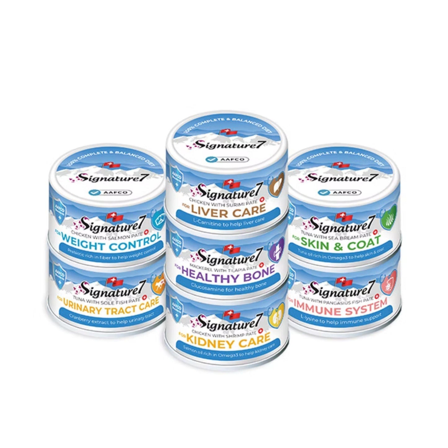 Signature7 מעדן לחתול סיגנצ’ר 7 מארז שבועי מזון רטוב לחתולים 7 טעמים
