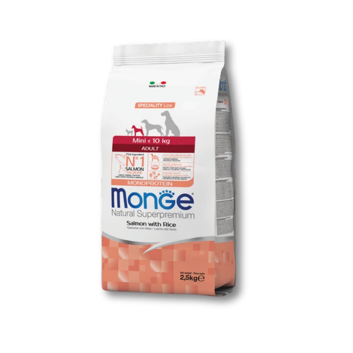 MONGE - Mini Adult Salmon מונג סלמון לכלב בוגר מגזע קטן 2.5 ק"ג