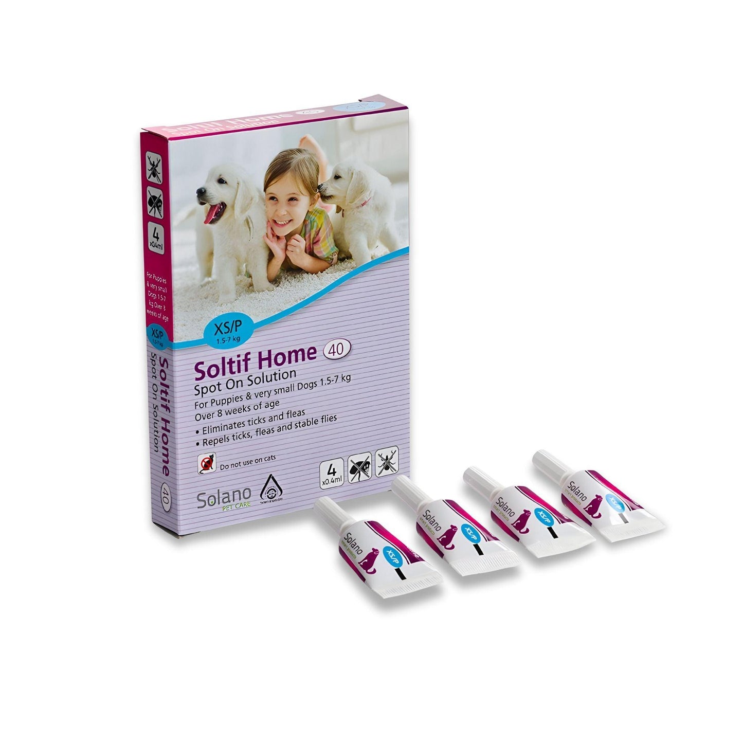 Soltif Home XS - אמפולות נגד פרעושים וקרציות לכלב קטן 4 יחידות