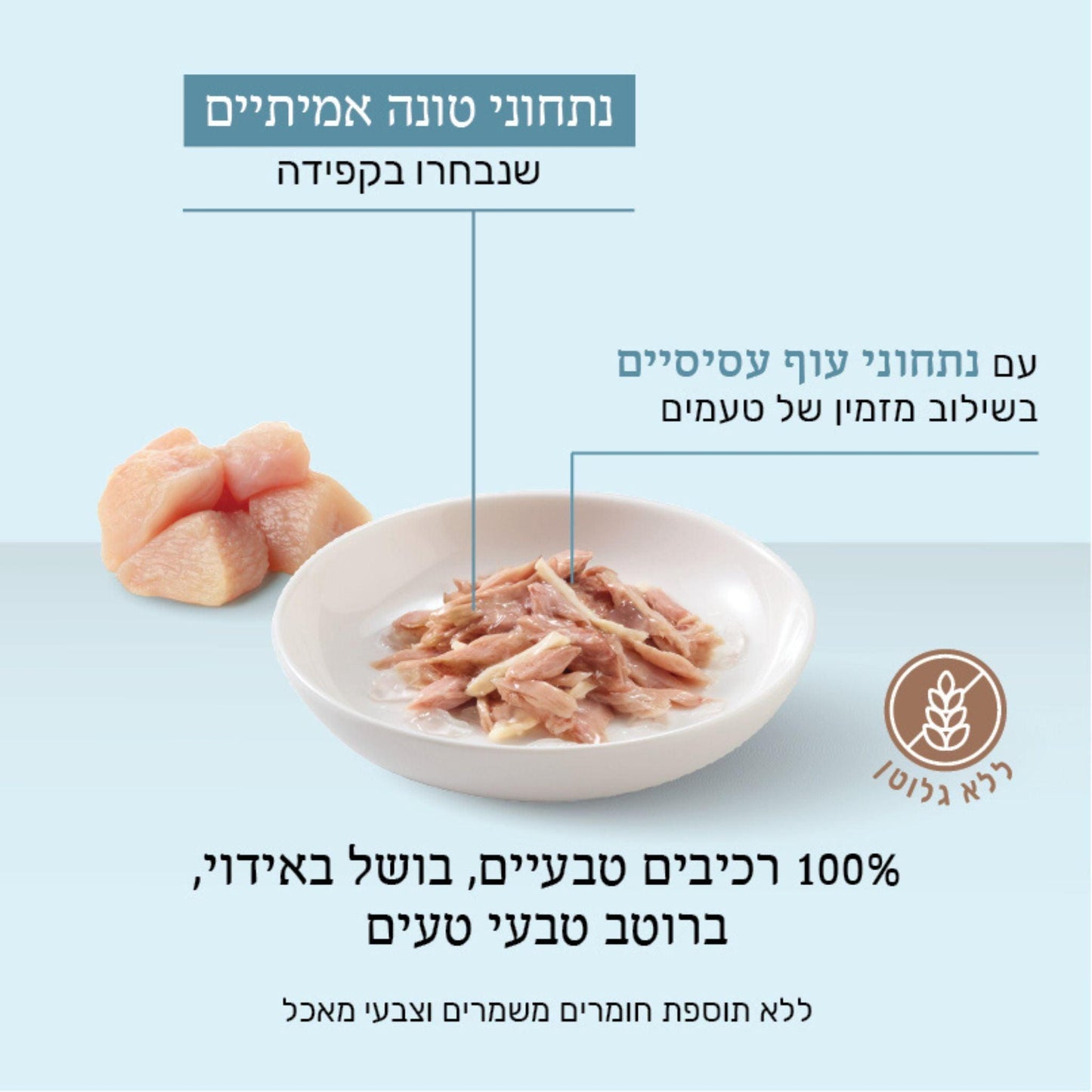 Schesir שזיר מעדן טונה ונתחוני עוף עם אורז במים לחתולים 85 גרם