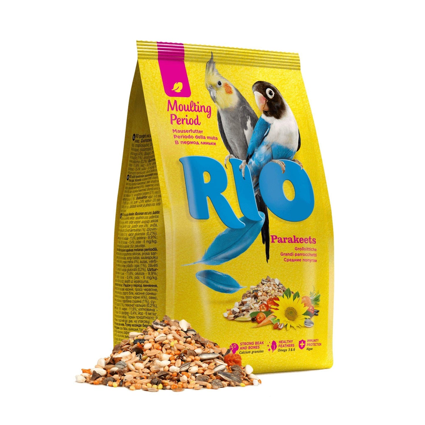 RIO מזון מלא לקוקטיילים וציפורי אהבה עם נשירה 1 ק”ג