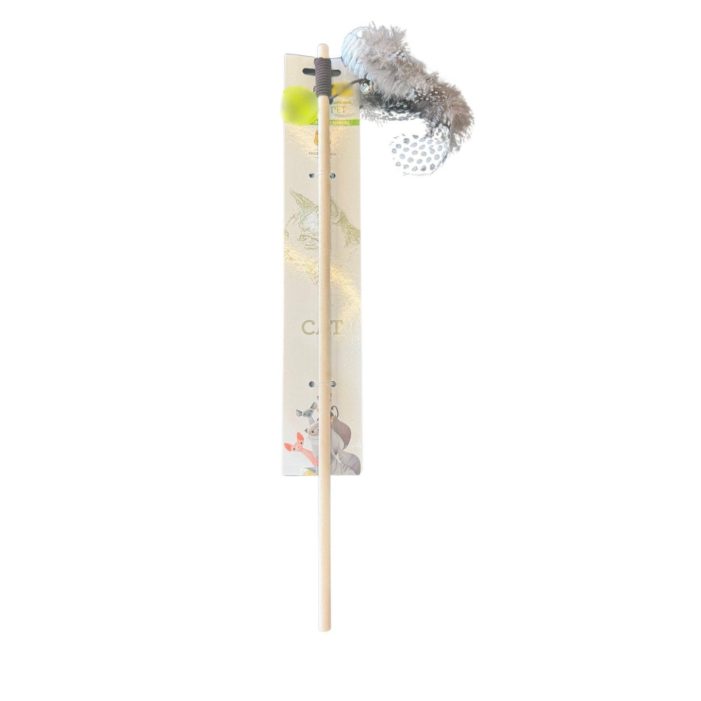 צעצוע חכה לחתול עם עכבר פרווה אפור