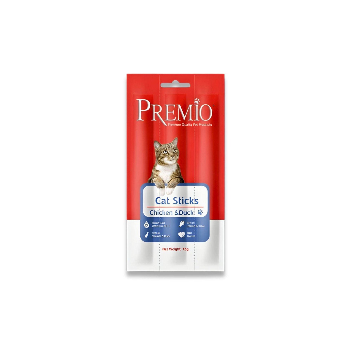Premio חטיף פרמיו סטיקס מקלות לחתול עוף וברווז 15 גרם - PetCart
