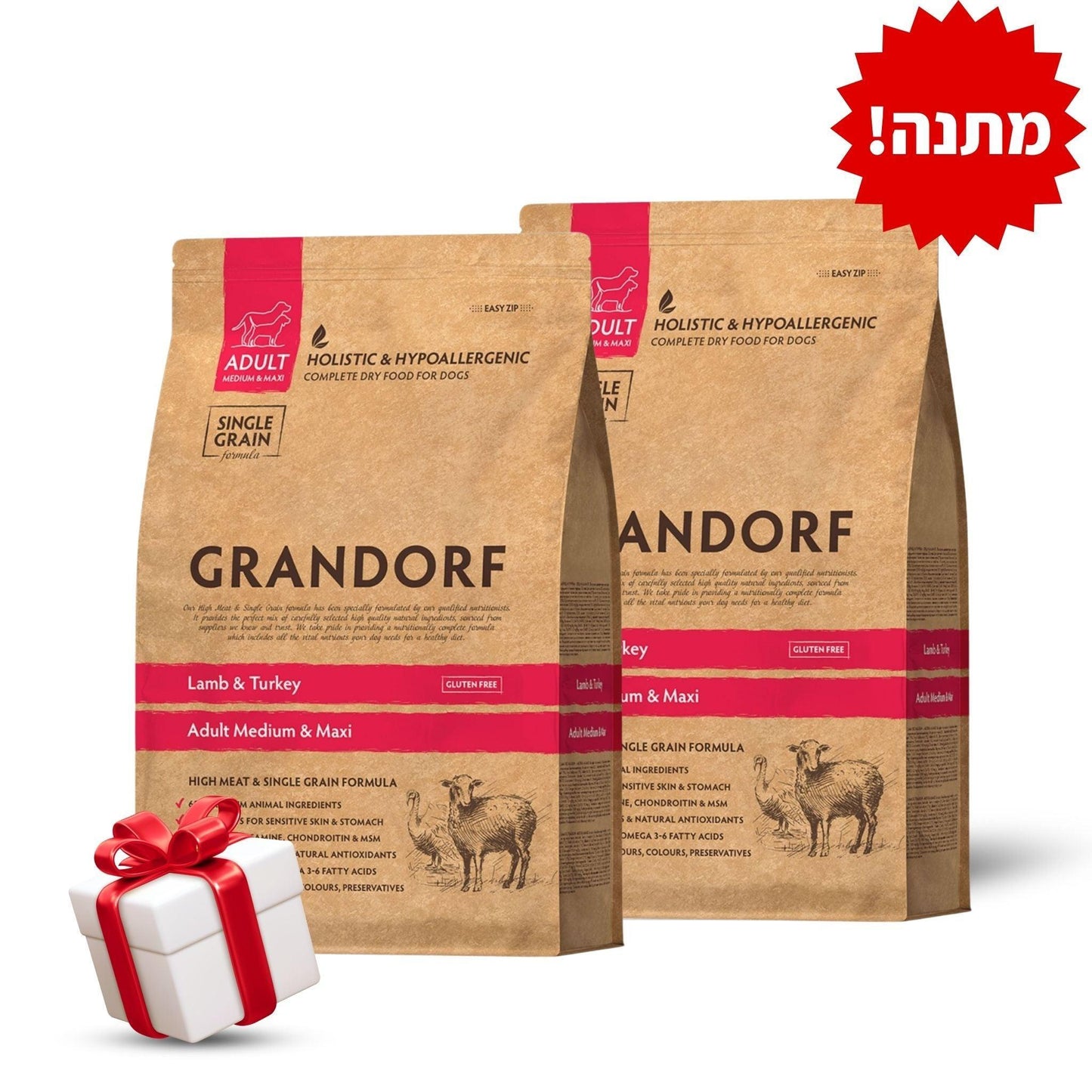 GRANDORF Lamb Adult Grandorf Ягненок и индейка для взрослых собак 10 кг Распродажа 2 пакета + подарок
