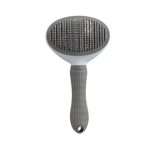 מברשת מסרק לחתולים וכלבים עם לחצן ניקוי עצמי אפור