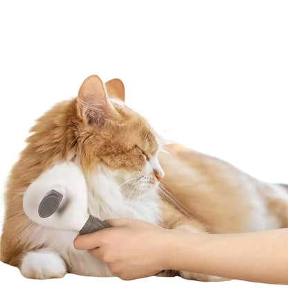 מברשת מסרק לחתולים וכלבים עם לחצן ניקוי עצמי ורוד