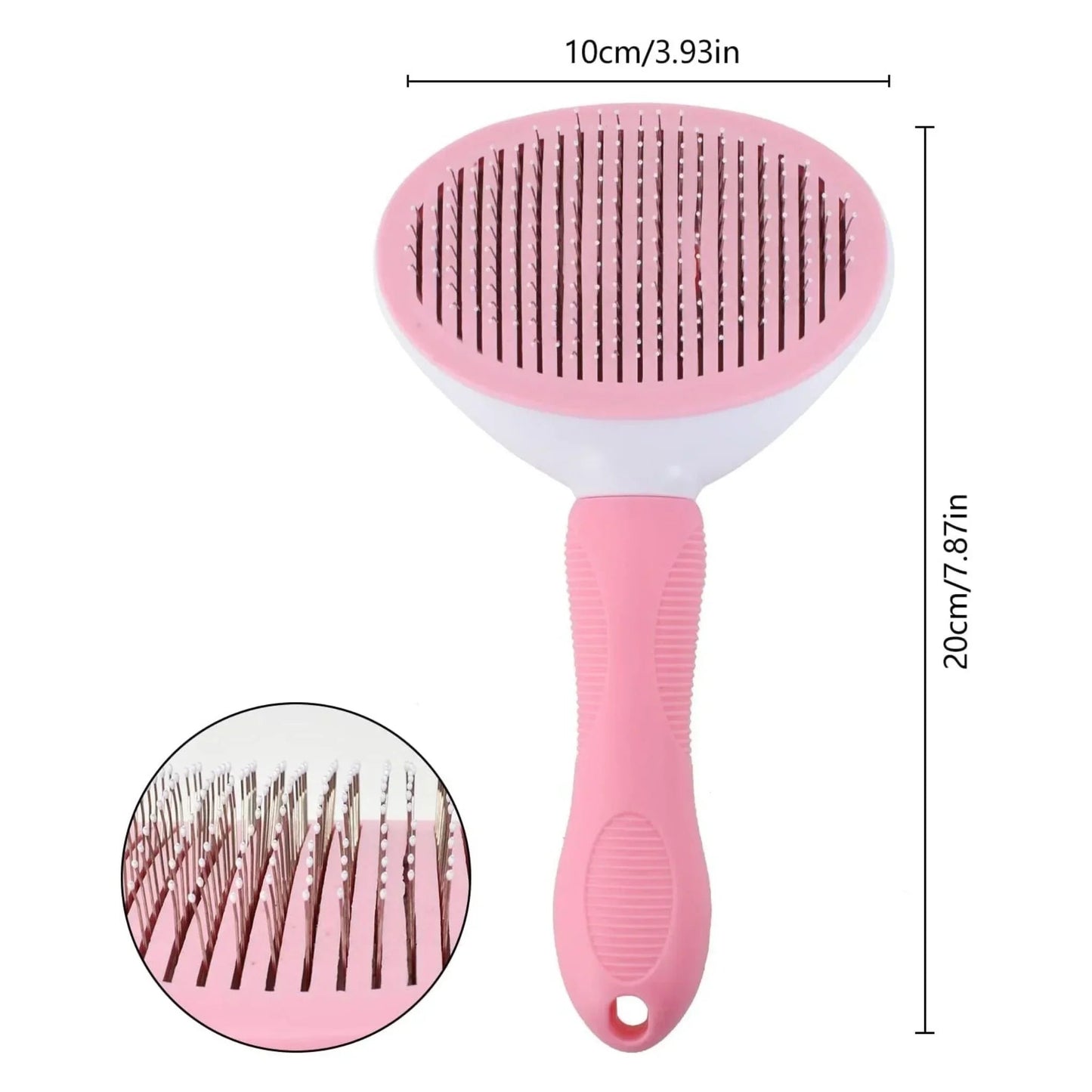 מברשת מסרק לחתולים וכלבים עם לחצן ניקוי עצמי ורוד