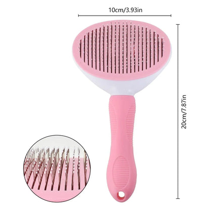 מברשת מסרק לחתולים וכלבים עם לחצן ניקוי עצמי ורוד
