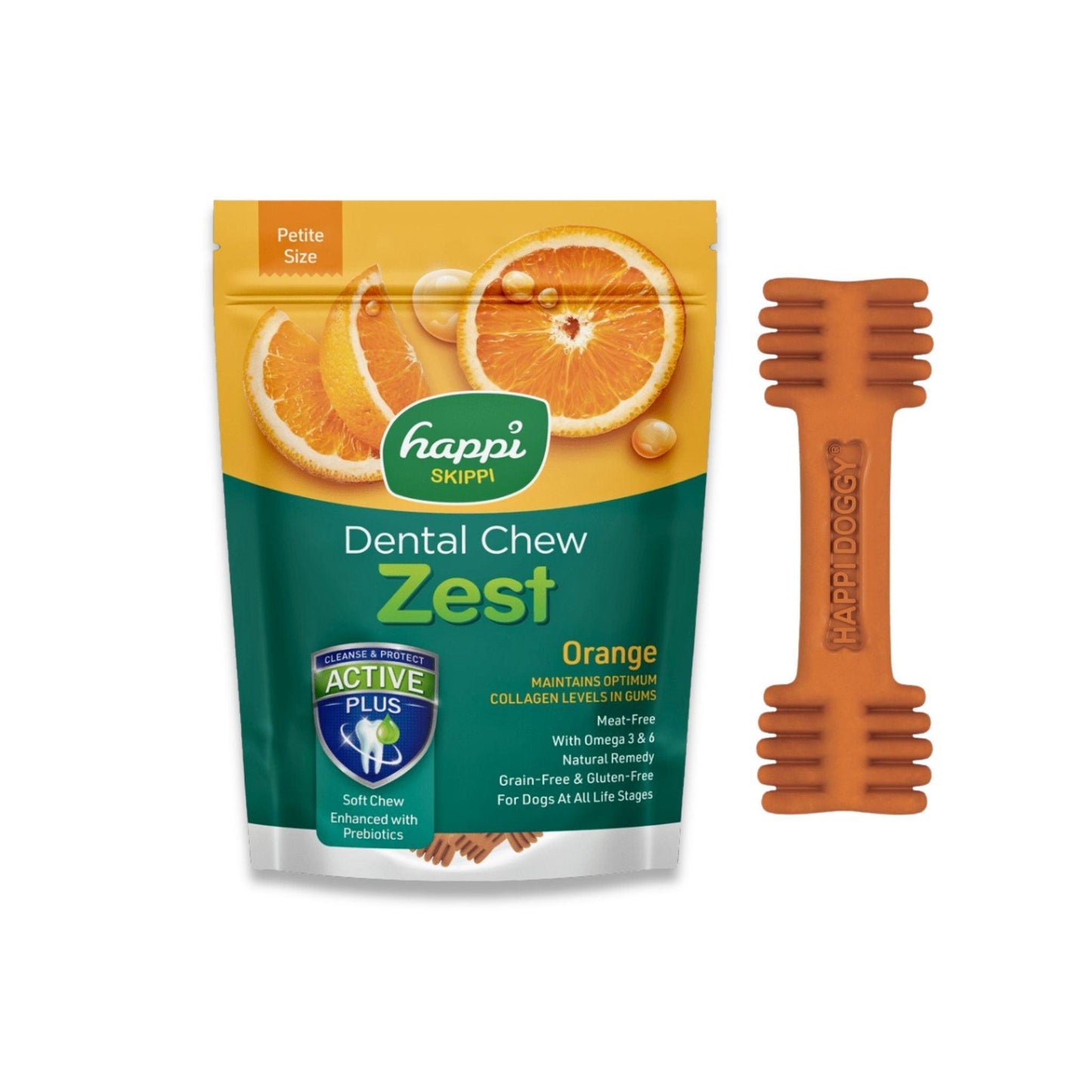 Happi Doggy - חטיף דנטלי הפי דוגי תפוז לכלבים גדולים 6 יח' 150 גרם