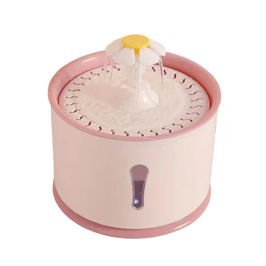 Поилка для кошек Hoofie, розовая с цветком.