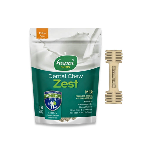 Happi Doggy - חטיף דנטלי הפי דוגי חלב לכלבים קטנים 18 יח' 150 גרם