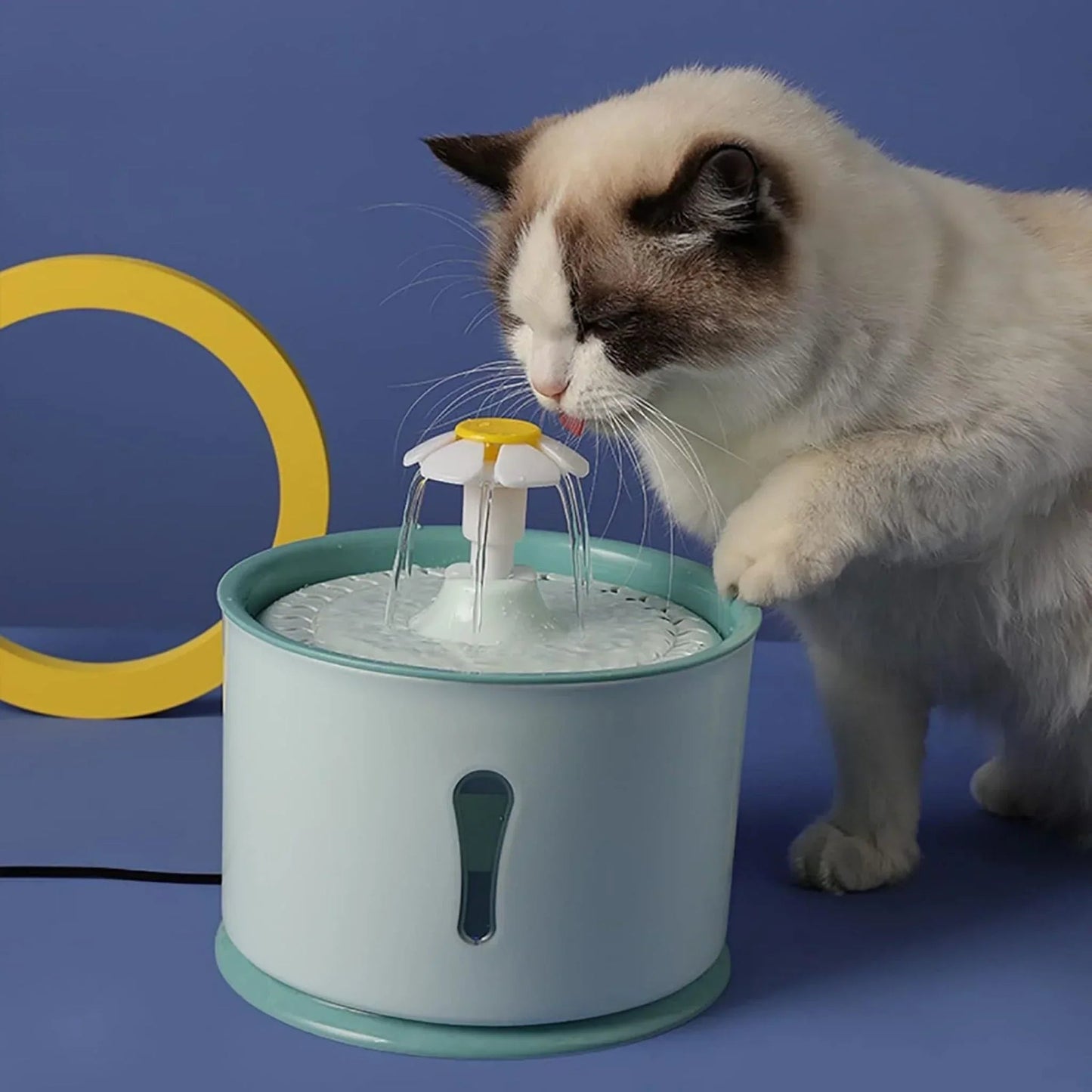 Hoofie מזרקת מים לחתולים צבע ורוד עם פרח