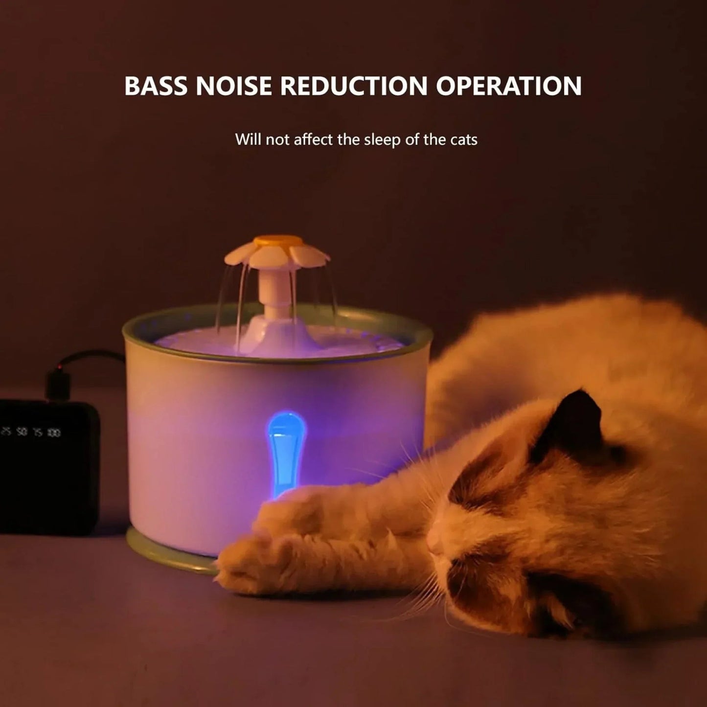 Hoofie מזרקת מים לחתולים צבע ורוד עם פרח