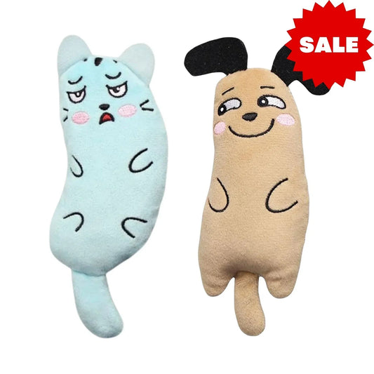 צעצוע לחתול סט 2 בובות עם קטניפ בצבע תכלת וחום