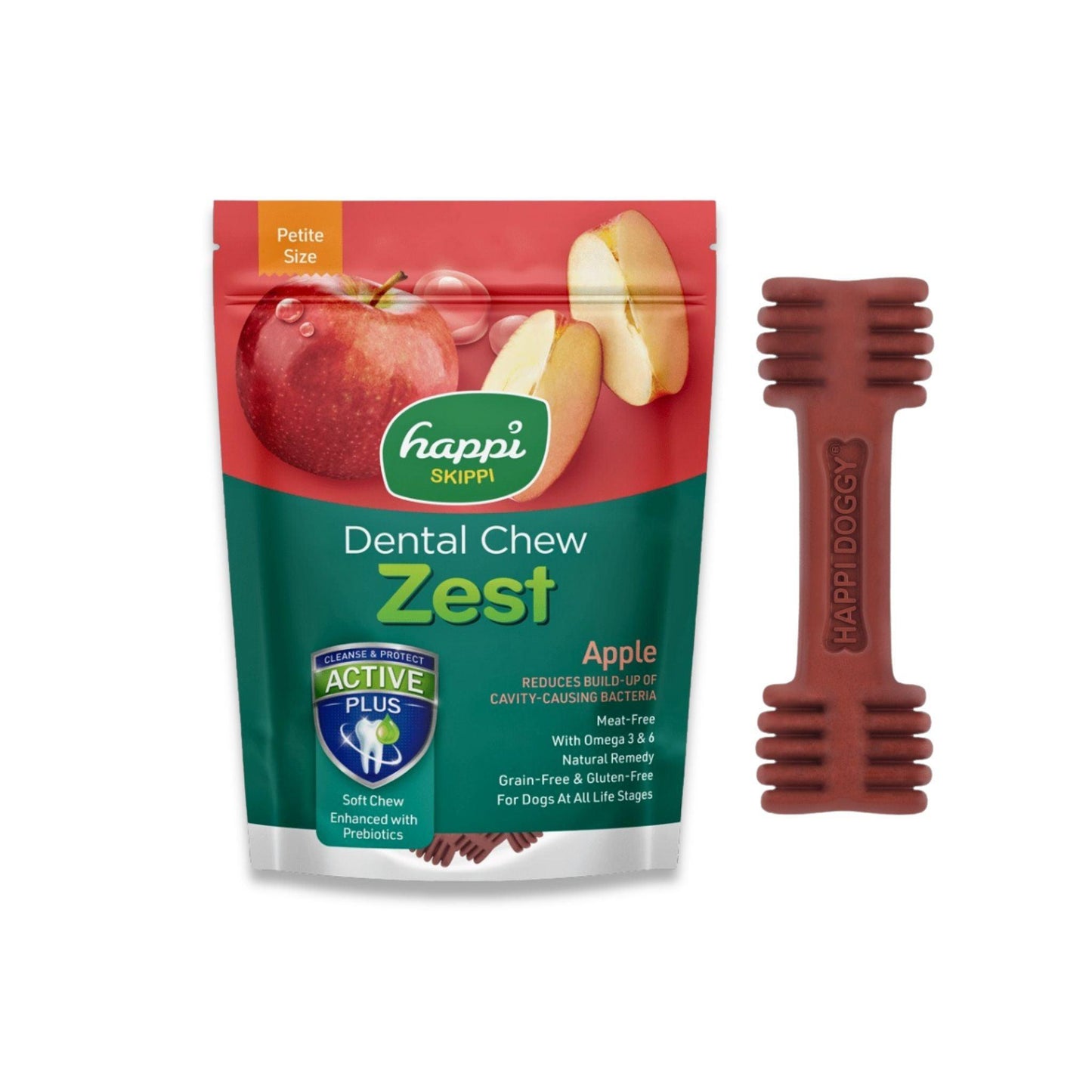 Happi Doggy - חטיף דנטלי הפי דוגי תפוח לכלבים גדולים 6 יח' 150 גרם
