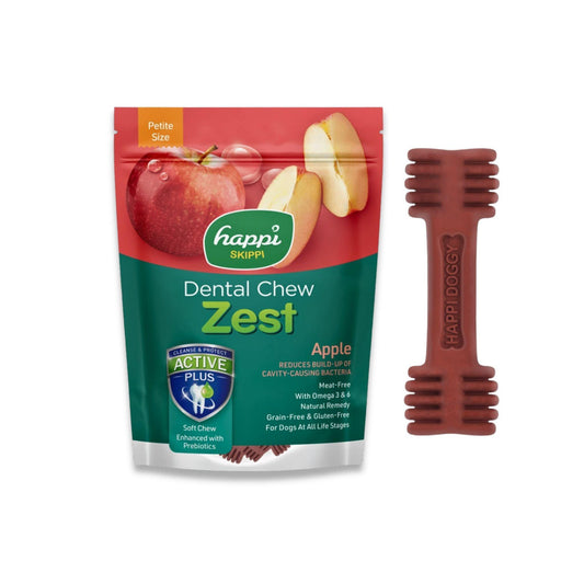 Happi Doggy - חטיף דנטלי הפי דוגי תפוח לכלבים גדולים 6 יח' 150 גרם