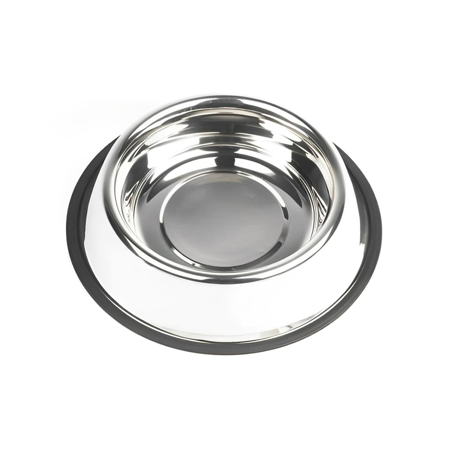 קערת אוכל ומים מנירוסטה עם בסיס מונע החלקה לכלבים וחתולים מידה בינונית