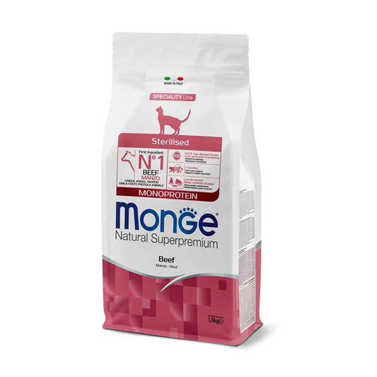 Monge מונג’ בקר אוכל לחתולים מעוקרים ומסורסים 1.5 ק”ג - PetCart