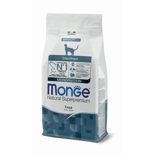 Monge מונג’ סטרילייזד דג פורל אוכל לחתולים מעוקרים ומסורסים 1.5 ק”ג - PetCart