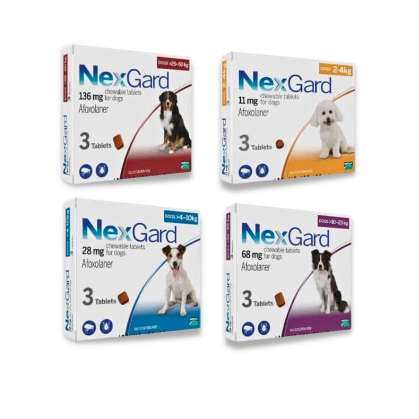 NexGard - נקסגארד לכלב קטן/בינוני במשקל 10 - 4 ק"ג טבליות לעיסה נגד פרעושים וקרציות