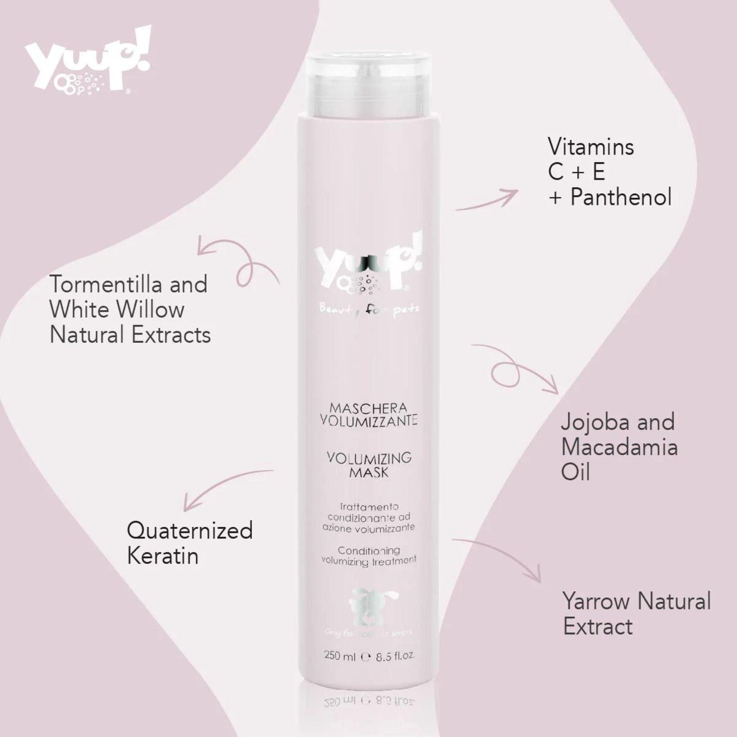 YUUP מסכת טיפוח ונפח יופ לכלבים וחתולים 250 מ”ל