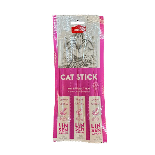 Сухие лакомства для кошек LINSEN со вкусом креветок и сыра, 3 палочки.