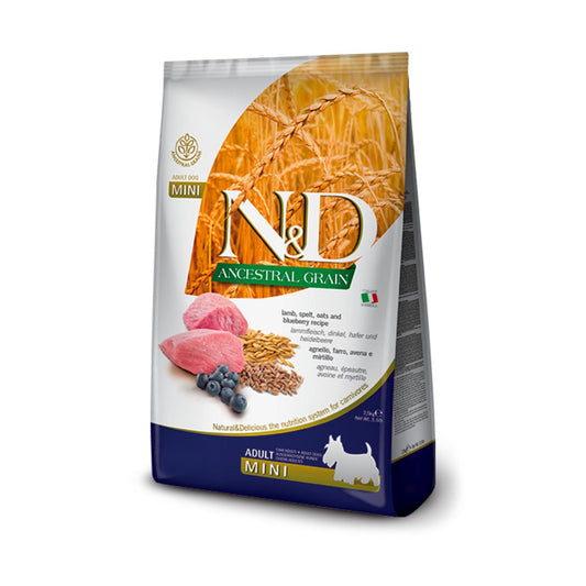 N&D נטורל אנד דלישס אוכל לכלב בוגר קטן כבש ואוכמניות מופחת דגנים 7 ק”ג