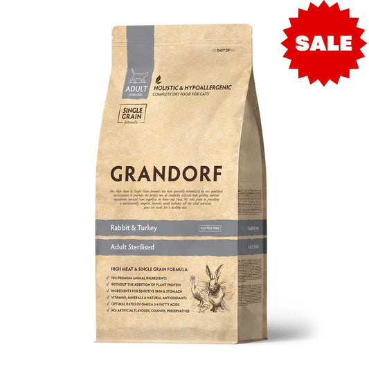 GRANDORF Rabbit Sterilized Grandorf Rabbit Sterilized для стерилизованных и кастрированных кошек, гипоаллергенный 8 кг