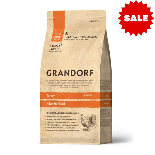 GRANDORF Turkey Sterilized для стерилизованных и кастрированных кошек, гипоаллергенный, 2 кг