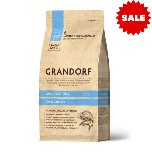 GRANDORF White Fish Indoor Grandorf Fish для взрослых кошек гипоаллергенный 2 кг