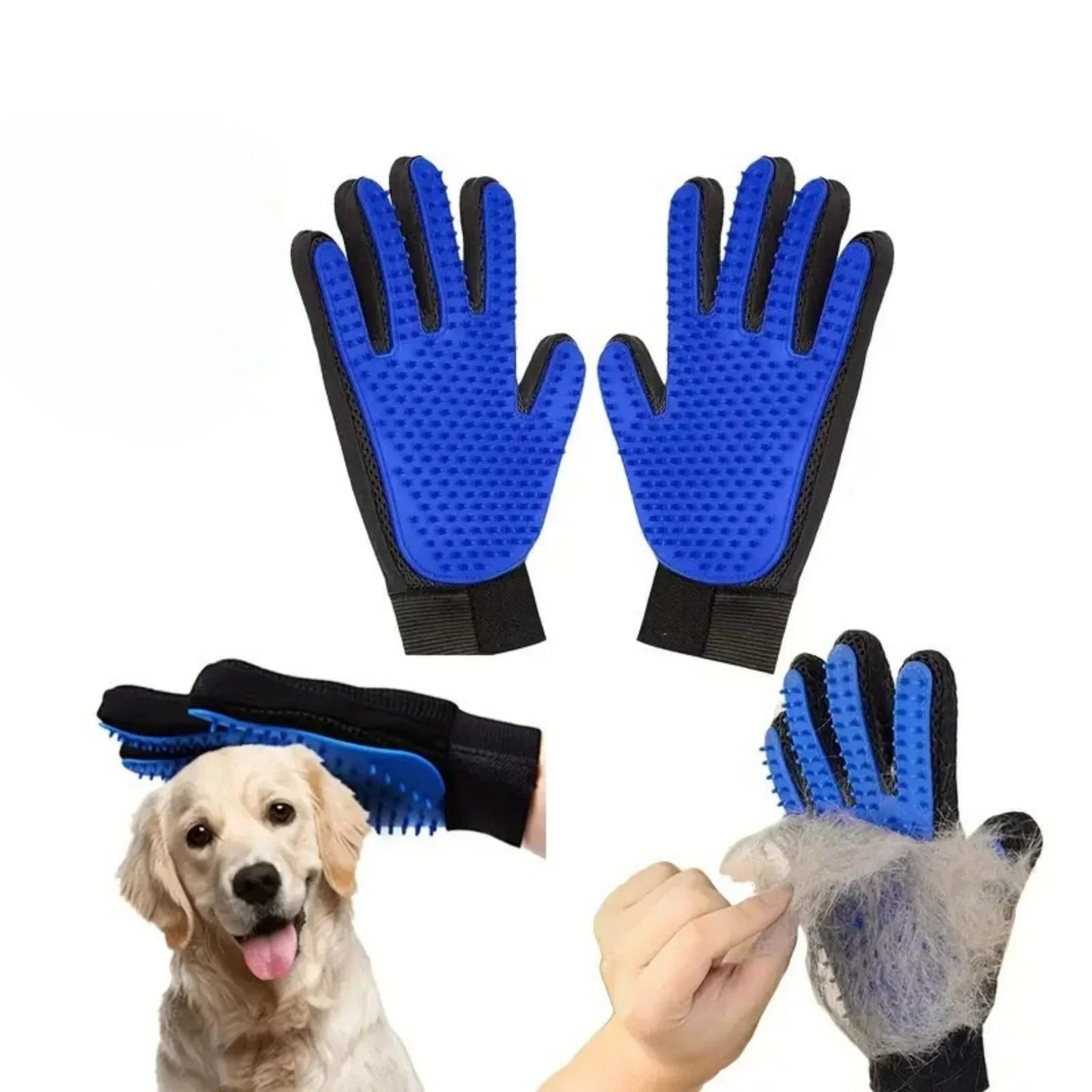 כפפות טיפוח להסרת פרווה לכלבים וחתולים זוג כפפות עם אפקט עיסוי והברשה