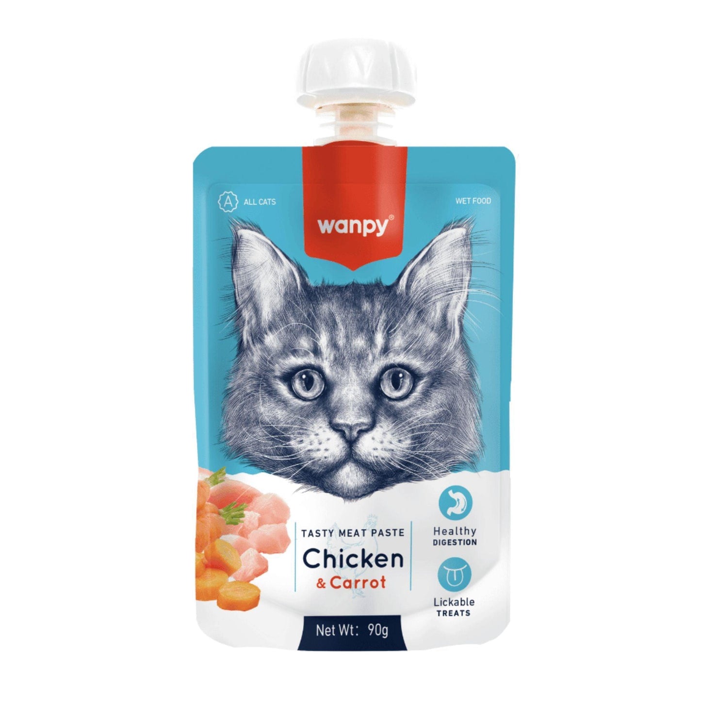 Wanpy וונפי מוס חטיף נוזלי לחתול עוף וגזר 90 גרם