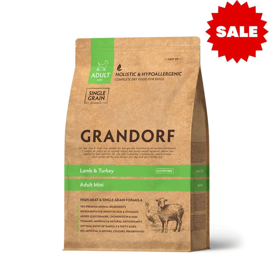 GRANDORF Lamb Mini Grandorf Mini Ягненок и индейка для взрослых собак 3 кг Гипоаллергенный