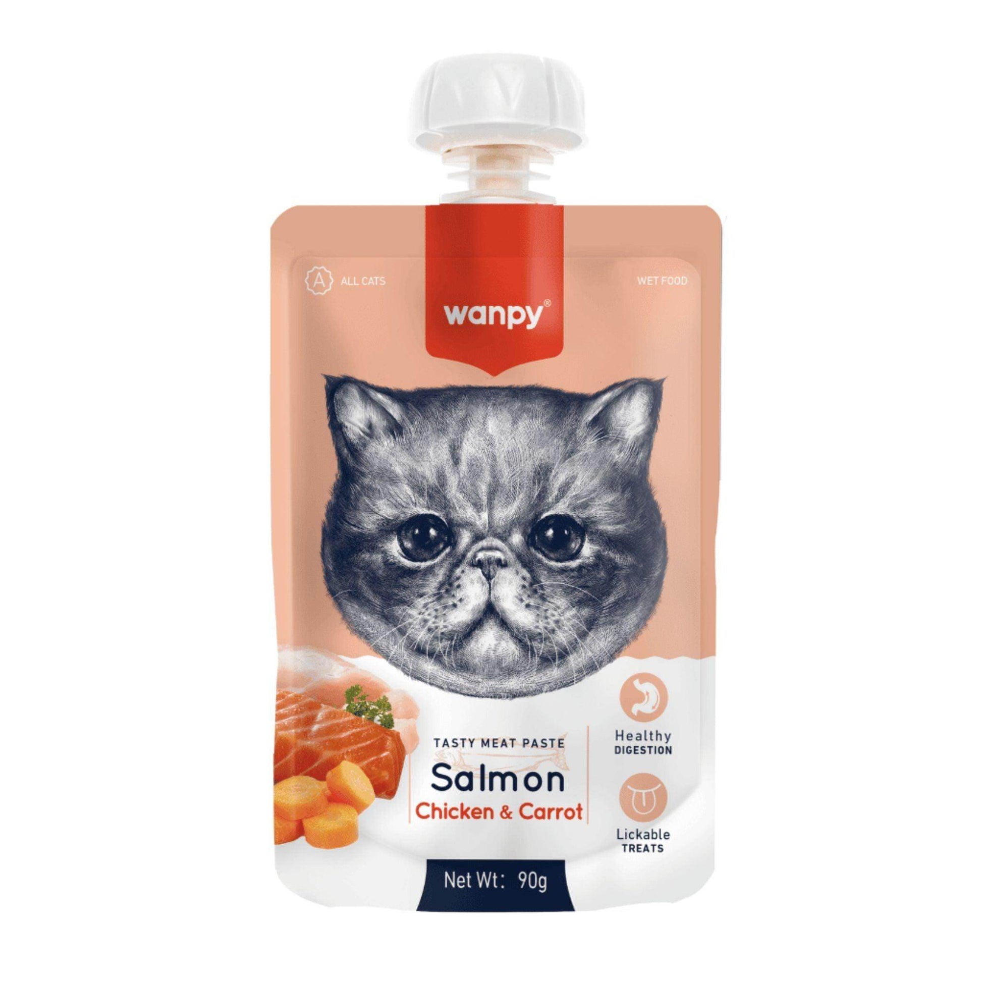 Wanpy וונפי מוס חטיף נוזלי לחתול סלמון עוף וגזר 90 גרם - PetCart