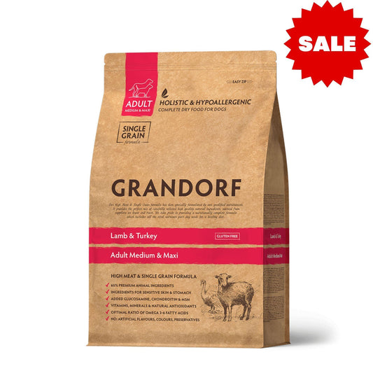 GRANDORF Lamb Adult גרנדורף כבש והודו לכלבים בוגרים 3 ק״ג היפואלרגני