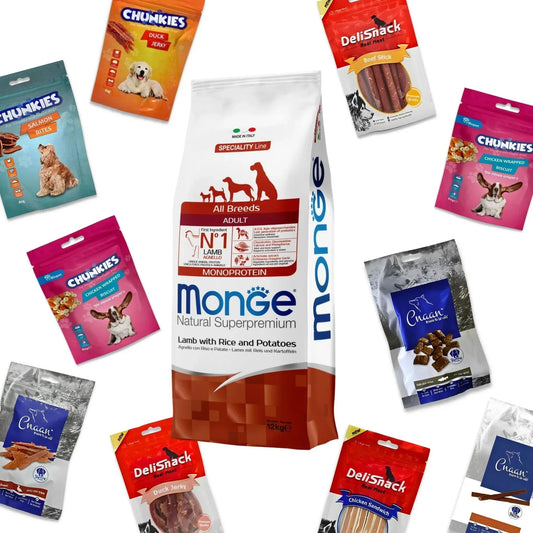MONGE מונג’ כבש לכלב בוגר 12 ק”ג + 12 חטיפים מתנה