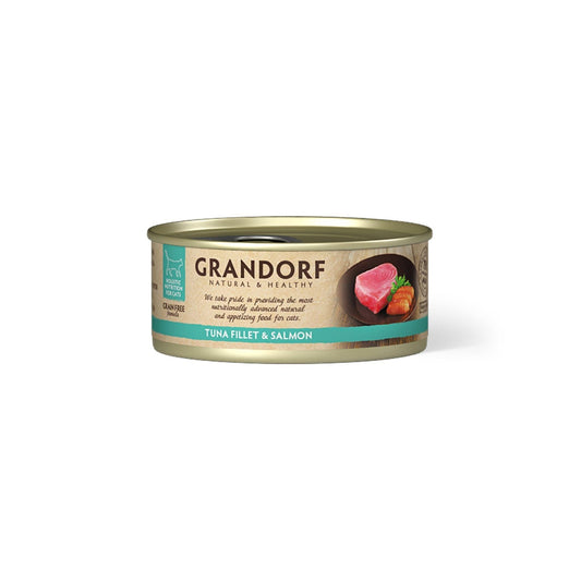 GRANDORF лакомство из филе тунца и лосося для взрослых кошек
