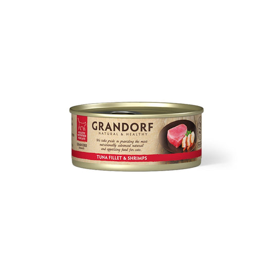 GRANDORF лакомство из филе тунца и креветок для взрослых кошек 