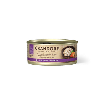 GRANDORF Лакомство для взрослых кошек с куриной грудкой и лососем 