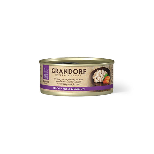 GRANDORF Лакомство для взрослых кошек с куриной грудкой и лососем 