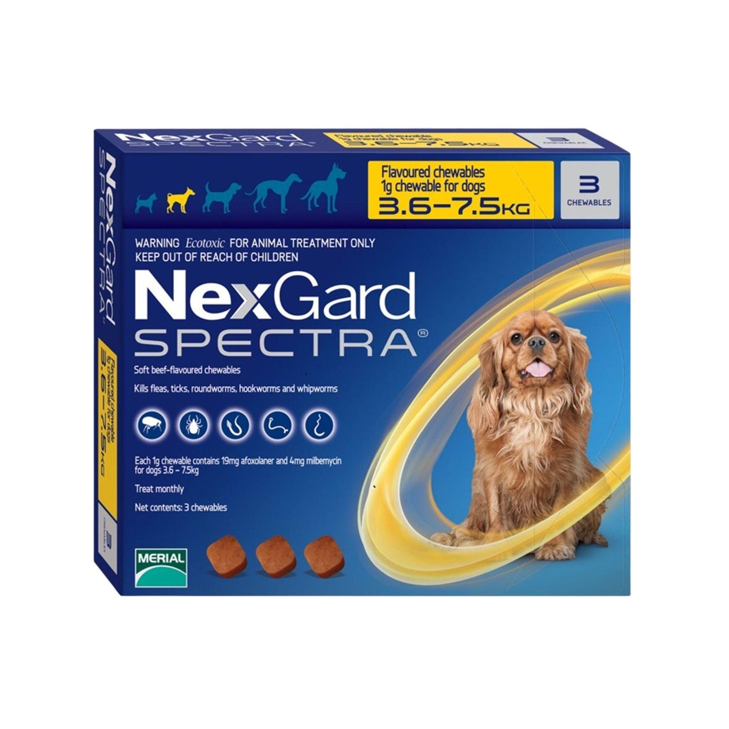 NexGard SPECTRA נקסגארד ספקטרה לכלבים קטנים במשקל 3.5-7.5 ק”ג